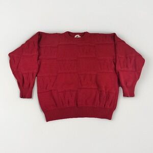 Wisconsin Badgers Ef En Ef Enterprises Sweater Mens L Red USA Made Y2K UWM Logo‎